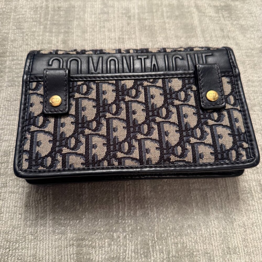 Christian Dior Oblique 30 Montaigne 2-In-1 Pouch Blue - Picture 3 of 13